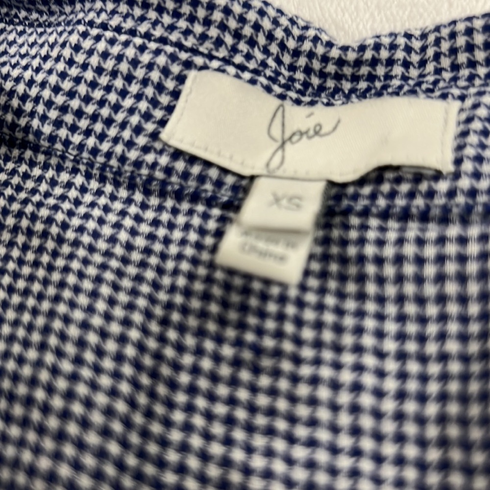 Joie Mini Houndstooth Button Down Blouse - image 2